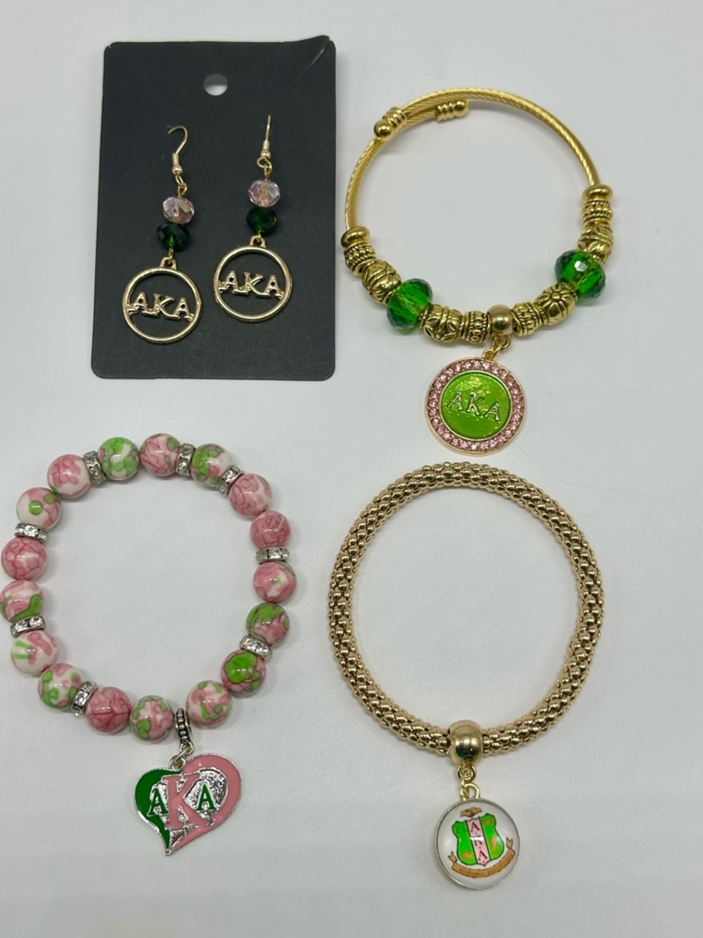FOR:kimlynn1220,  3 AKA Sorority Charm Bracelets and Earring Set